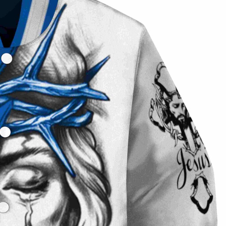 custom buffalo bulls jesus tears royal blue white jacket premium grade
