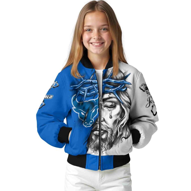 custom buffalo bulls jesus tears royal blue white jacket top rated