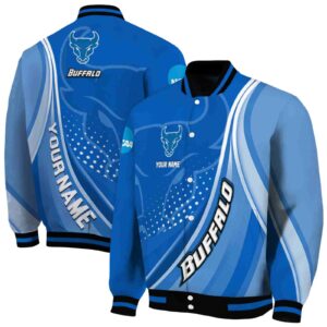 custom buffalo bulls wave patterns royal blue jacket fashion forward