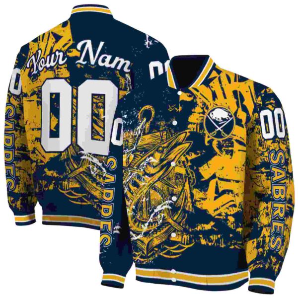 custom buffalo sabres fishing art navy blue jacket fashion forward