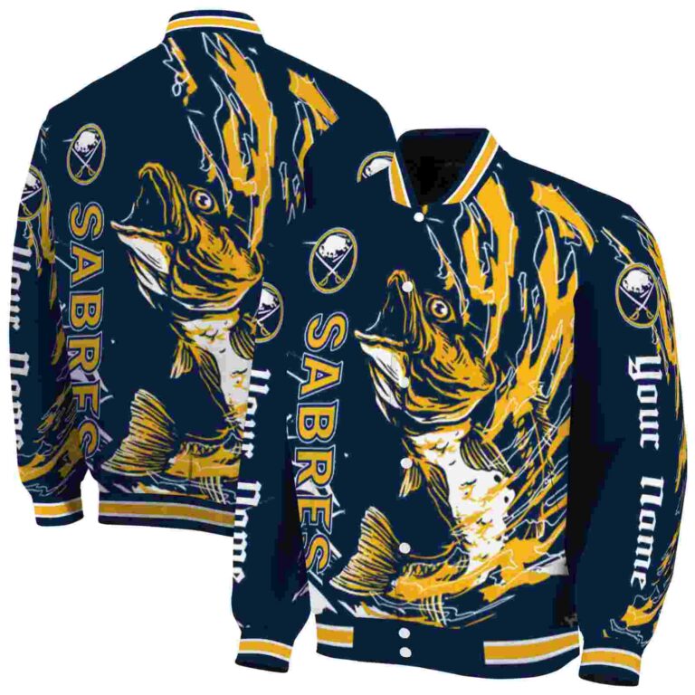 custom buffalo sabres fishing passion navy blue white jacket fashion forward