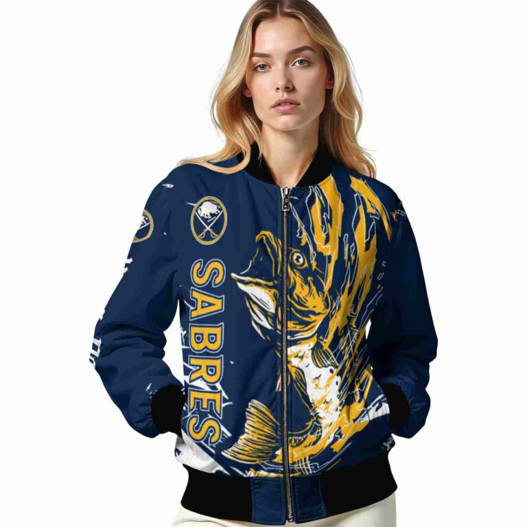 custom buffalo sabres fishing passion navy blue white jacket latest model