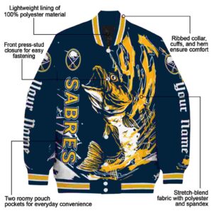 custom buffalo sabres fishing passion navy blue white jacket new arrival