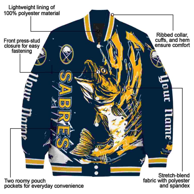 custom buffalo sabres fishing passion navy blue white jacket new arrival