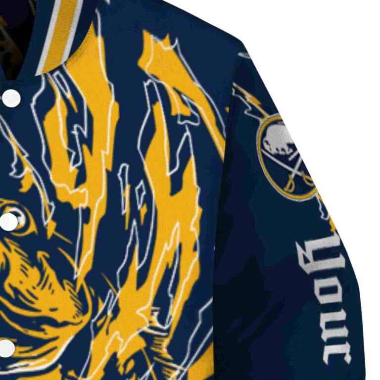 custom buffalo sabres fishing passion navy blue white jacket premium grade