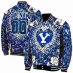 custom byu cougars heart explosion blue jacket best selling