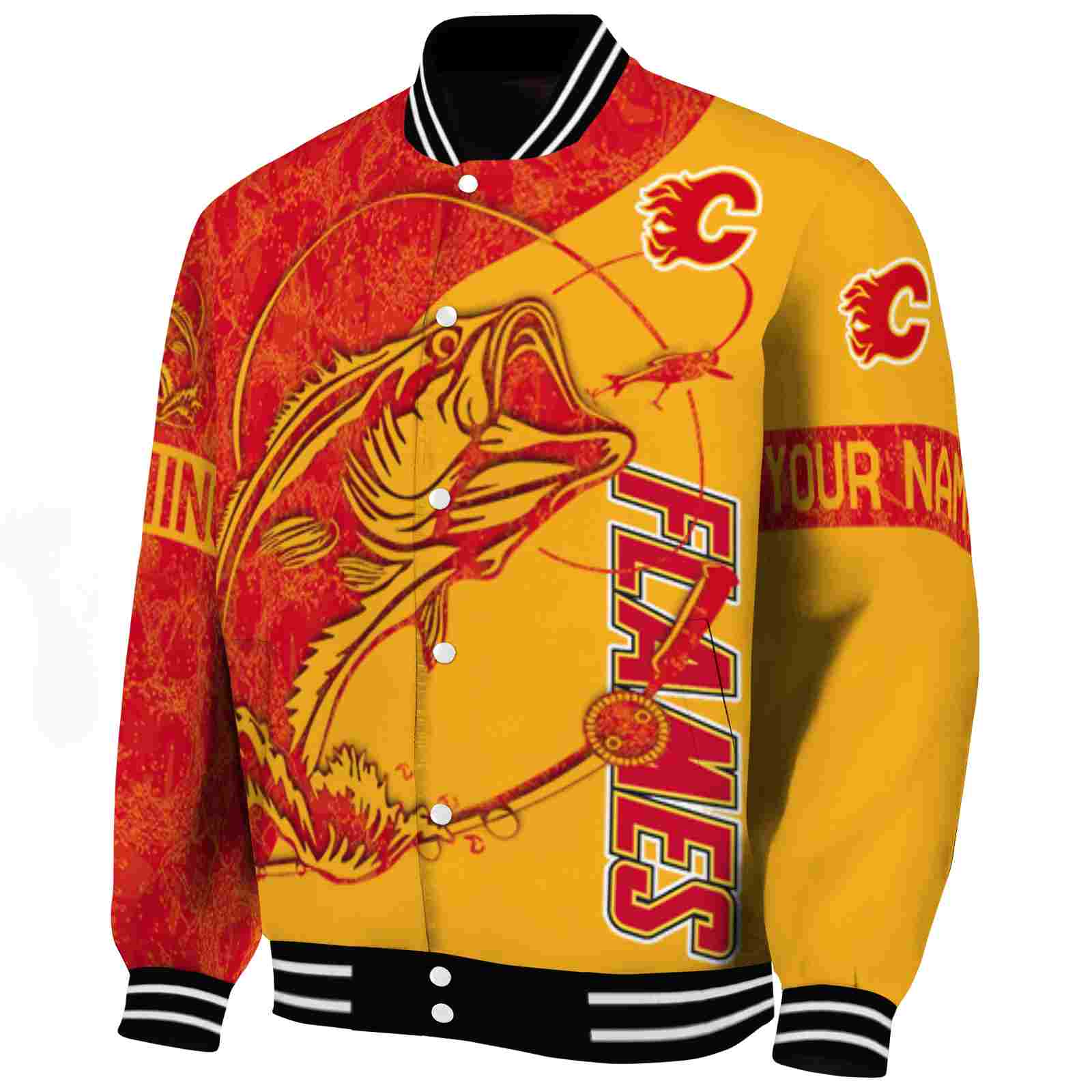 custom calgary flames fishing rod yellow jacket best selling custom calgary flames fishing rod yellow jacket best selling