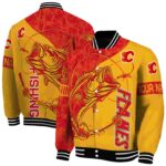 custom calgary flames fishing rod yellow jacket best selling
