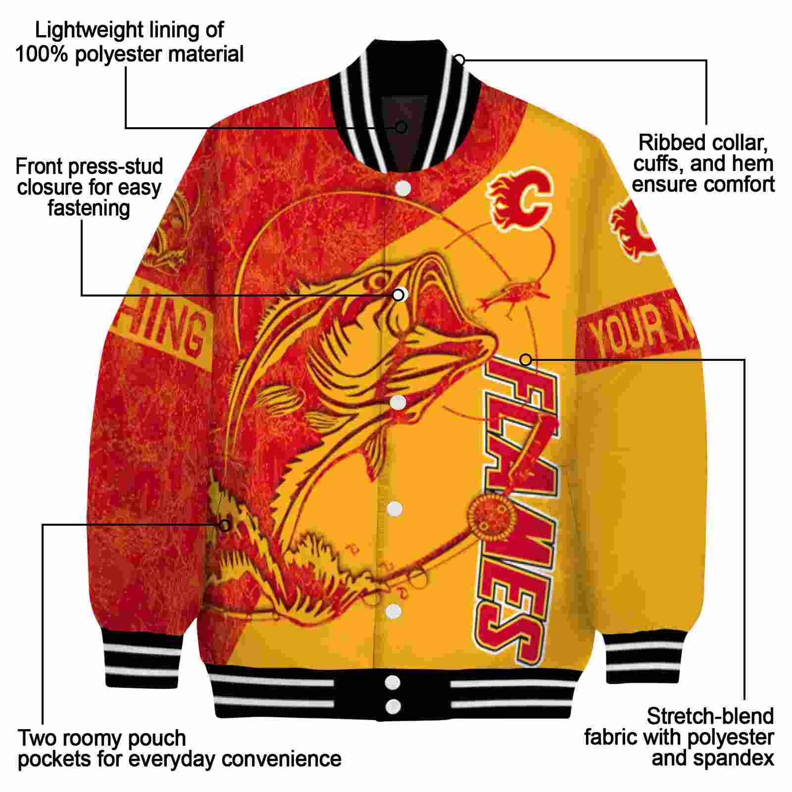 custom calgary flames fishing rod yellow jacket new arrival custom calgary flames fishing rod yellow jacket new arrival