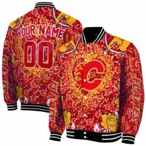 custom calgary flames heart explosion red jacket fashion forward