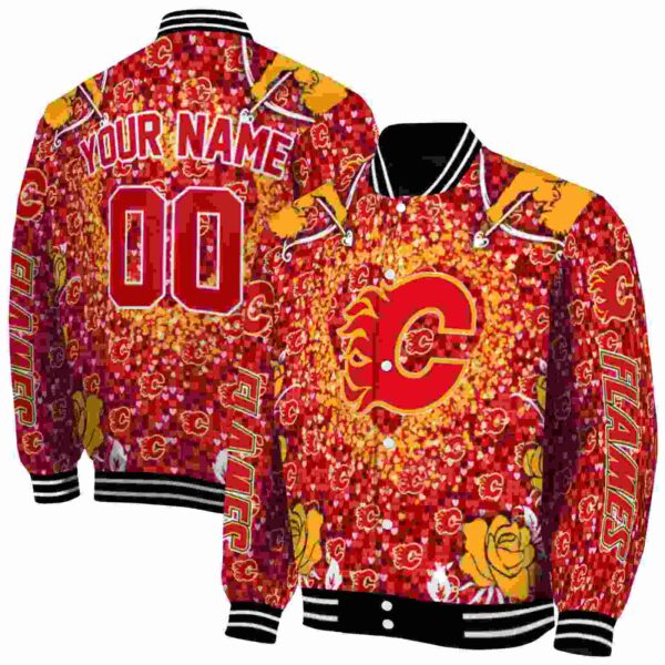 custom calgary flames heart explosion red jacket fashion forward