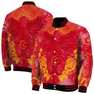 custom calgary flames praying hands red jacket fashion forward