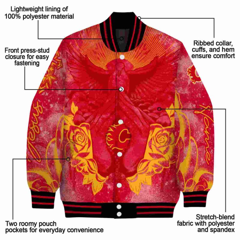 custom calgary flames praying hands red jacket new arrival