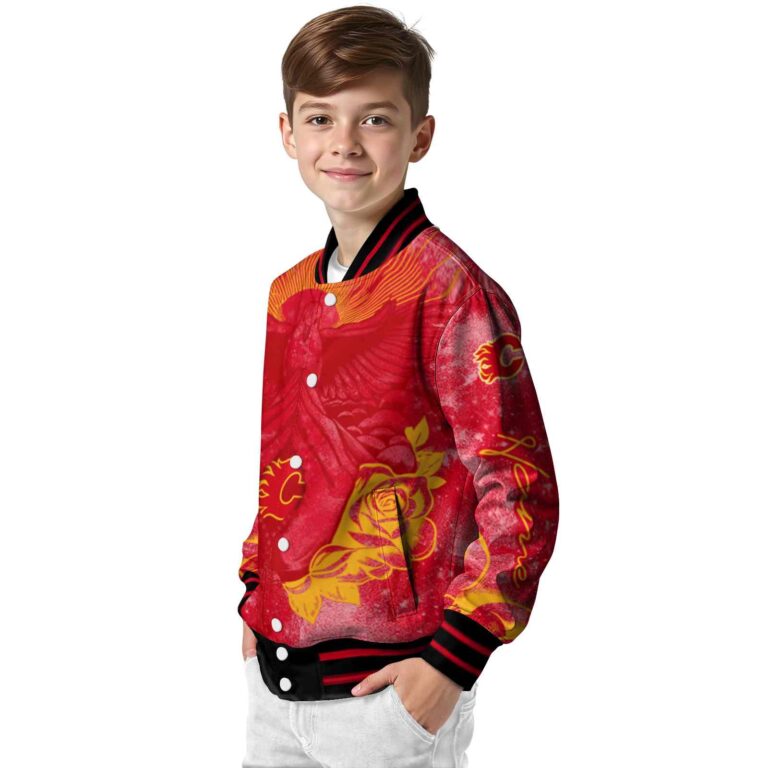 custom calgary flames praying hands red jacket trendy