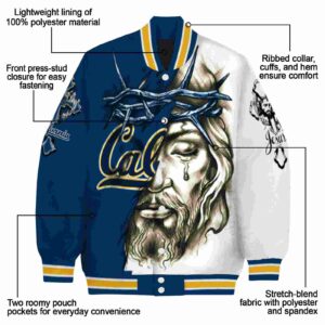 custom california golden bears jesus tears blue white jacket new arrival