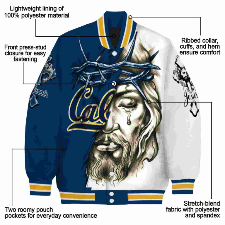 custom california golden bears jesus tears blue white jacket new arrival