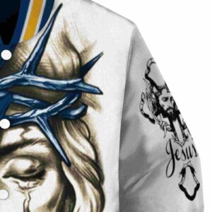 custom california golden bears jesus tears blue white jacket premium grade