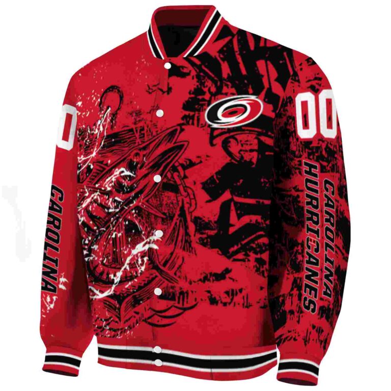 custom carolina hurricanes fishing art red jacket best selling