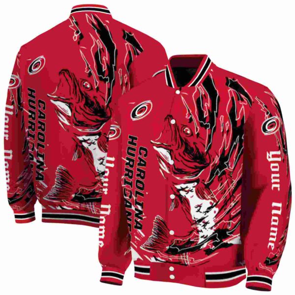 custom carolina hurricanes fishing passion red white jacket fashion forward