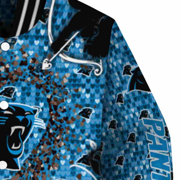 custom carolina panthers heart explosion blue jacket premium grade