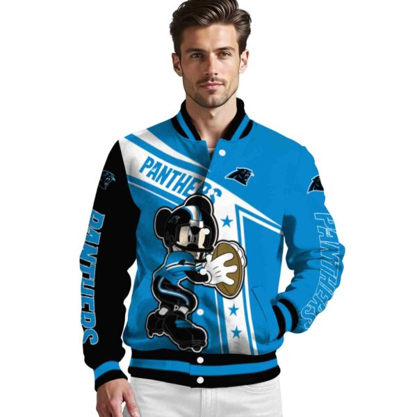 custom carolina panthers mickey football blue white jacket high quality
