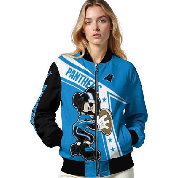 custom carolina panthers mickey football blue white jacket latest model