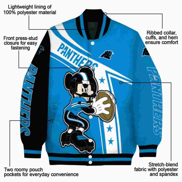 custom carolina panthers mickey football blue white jacket new arrival