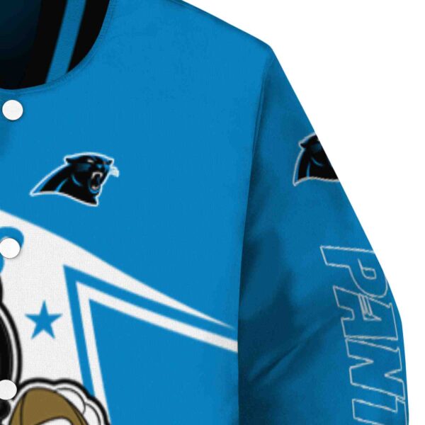 custom carolina panthers mickey football blue white jacket premium grade