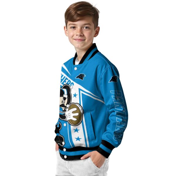 custom carolina panthers mickey football blue white jacket trendy