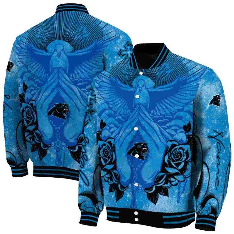 custom carolina panthers praying hands blue jacket fashion forward