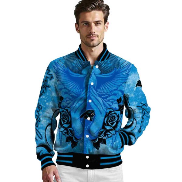 custom carolina panthers praying hands blue jacket high quality