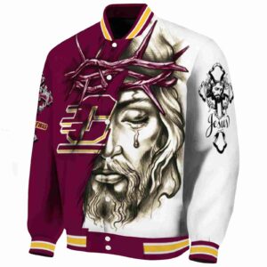 custom central michigan chippewas jesus tears maroon white jacket best selling