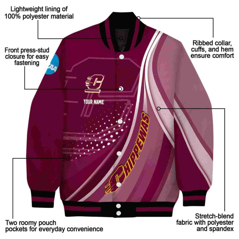 custom central michigan chippewas wave patterns maroon jacket new arrival