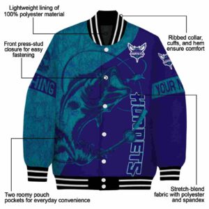 custom charlotte hornets fishing rod purple jacket new arrival