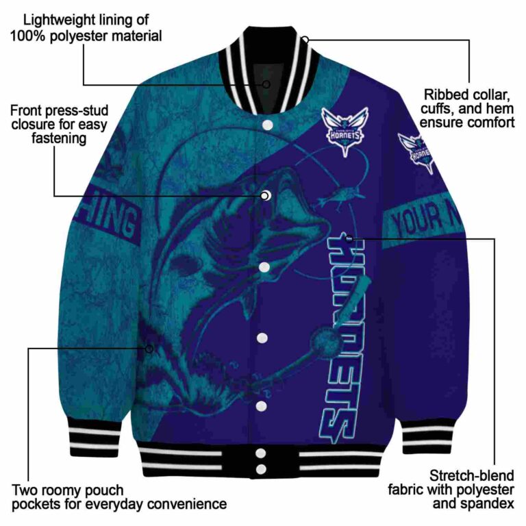 custom charlotte hornets fishing rod purple jacket new arrival