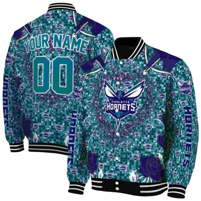custom charlotte hornets heart explosion teal jacket fashion forward
