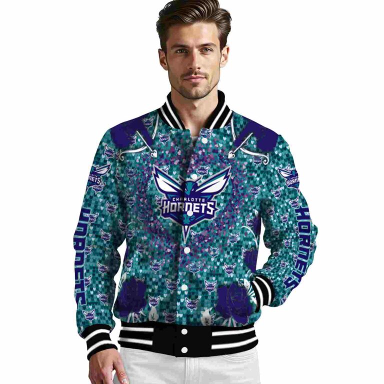 custom charlotte hornets heart explosion teal jacket high quality