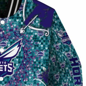 custom charlotte hornets heart explosion teal jacket premium grade
