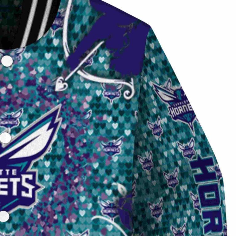 custom charlotte hornets heart explosion teal jacket premium grade