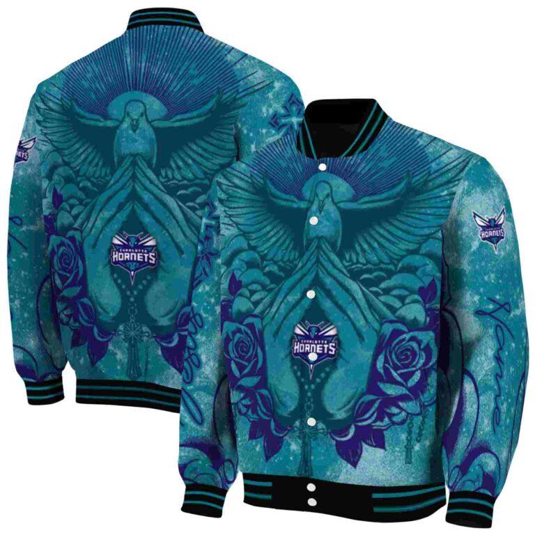 custom charlotte hornets praying hands teal jacket fashion forward