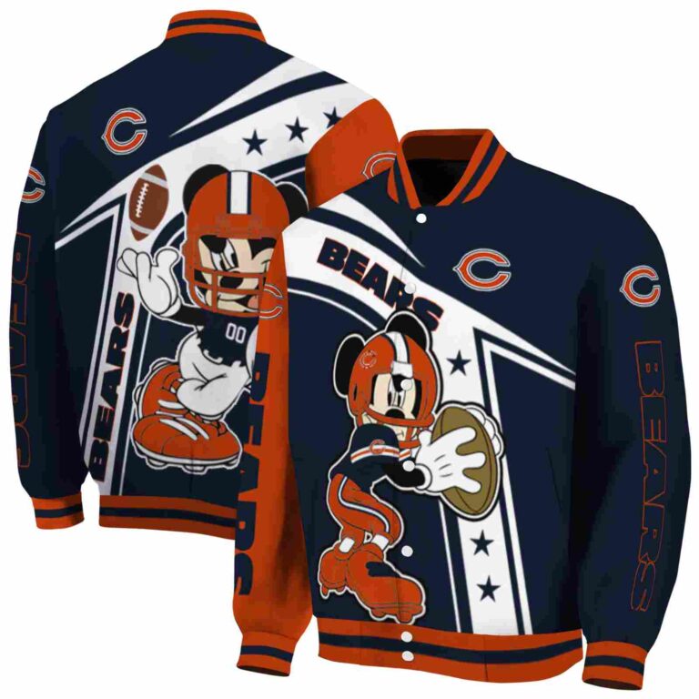 custom chicago bears mickey football blue white jacket fashion forward