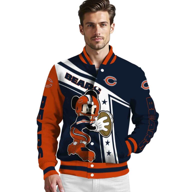 custom chicago bears mickey football blue white jacket high quality