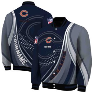 custom chicago bears wave patterns blue jacket fashion forward
