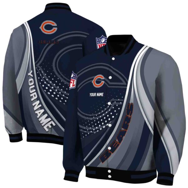custom chicago bears wave patterns blue jacket fashion forward