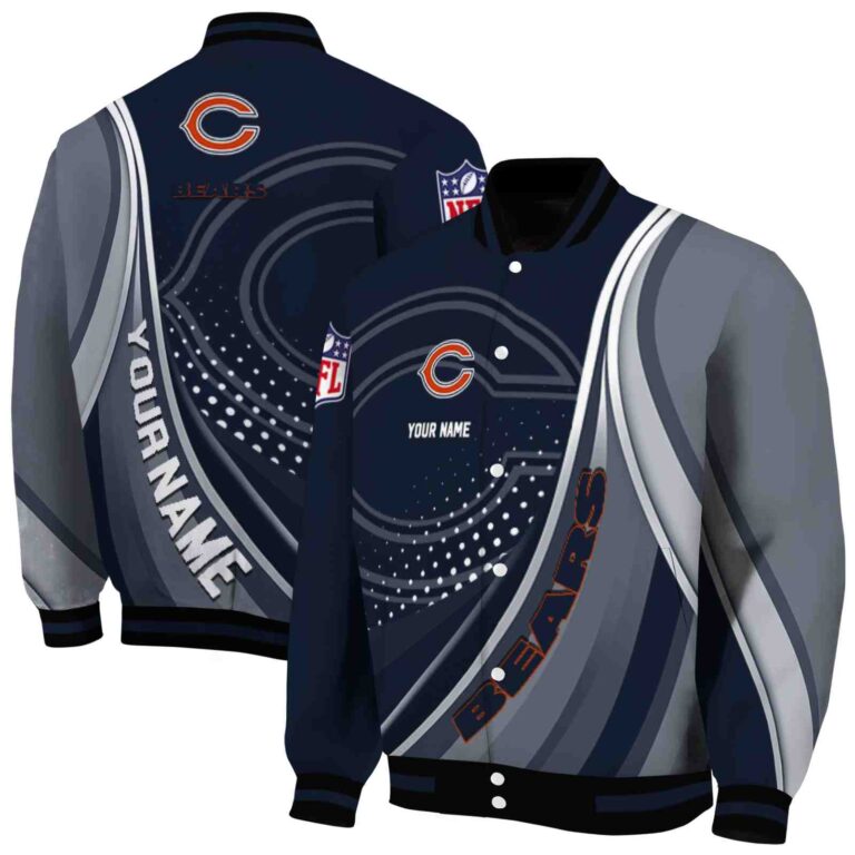custom chicago bears wave patterns blue jacket fashion forward