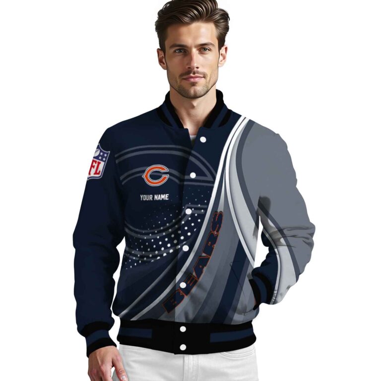 custom chicago bears wave patterns blue jacket high quality
