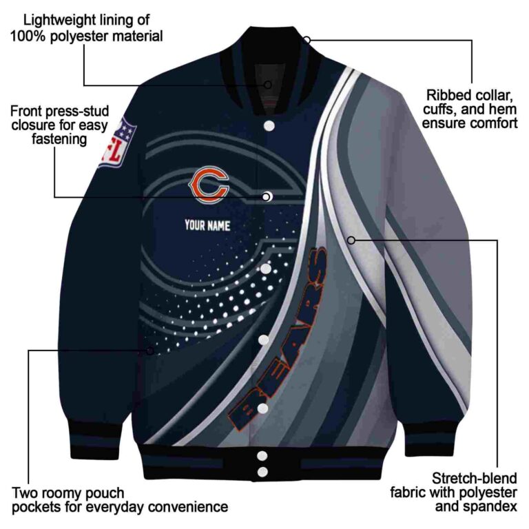 custom chicago bears wave patterns blue jacket new arrival