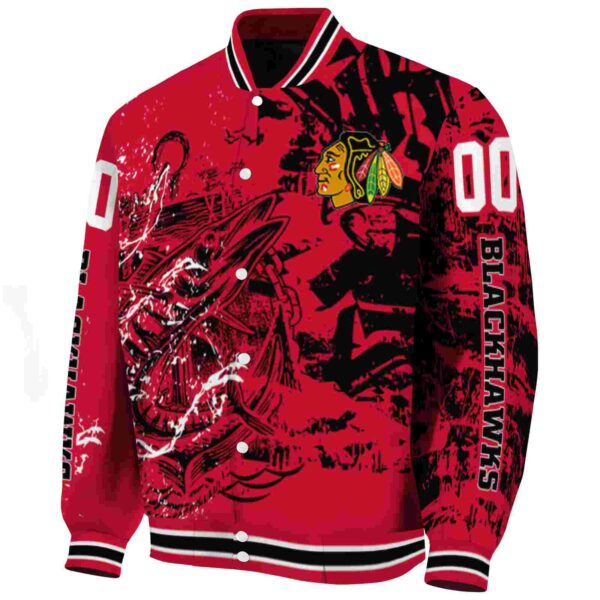 custom chicago blackhawks fishing art red jacket best selling