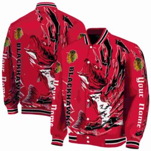 custom chicago blackhawks fishing passion red white jacket fashion forward