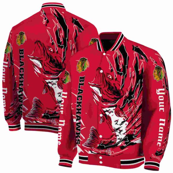 custom chicago blackhawks fishing passion red white jacket fashion forward